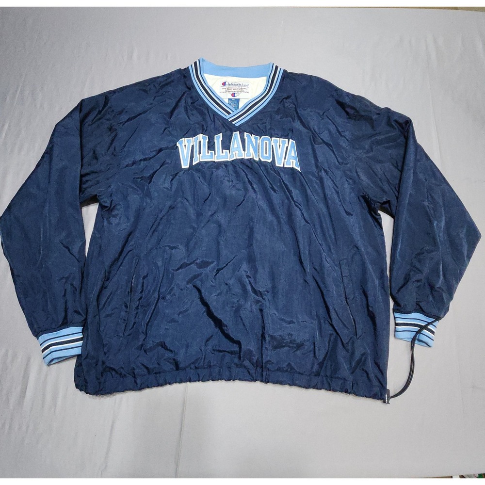 Champion Villanova Wildcats Windbreaker Pullover Navy Blue V-Neck XXL Vintage